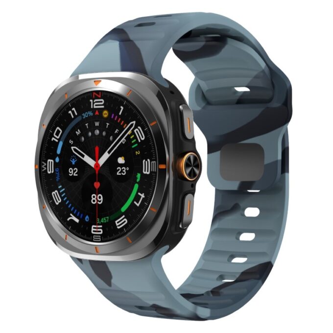 s.r37.5c Front Camo Blue StrapsCo Active Band Watch Strap for Samsung Galaxy Watch Ultra