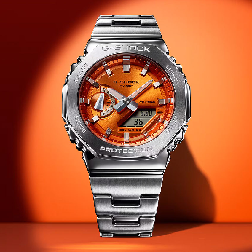 top orange dial watches casio g shock gm2110d 4a