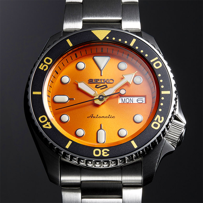 top orange dial watches seiko 5 sports srpd59