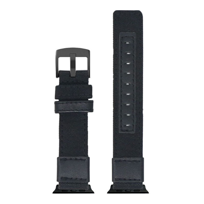 Up Black StrapsCo Rugged Canvas Watch Band Strap with Black Adapter