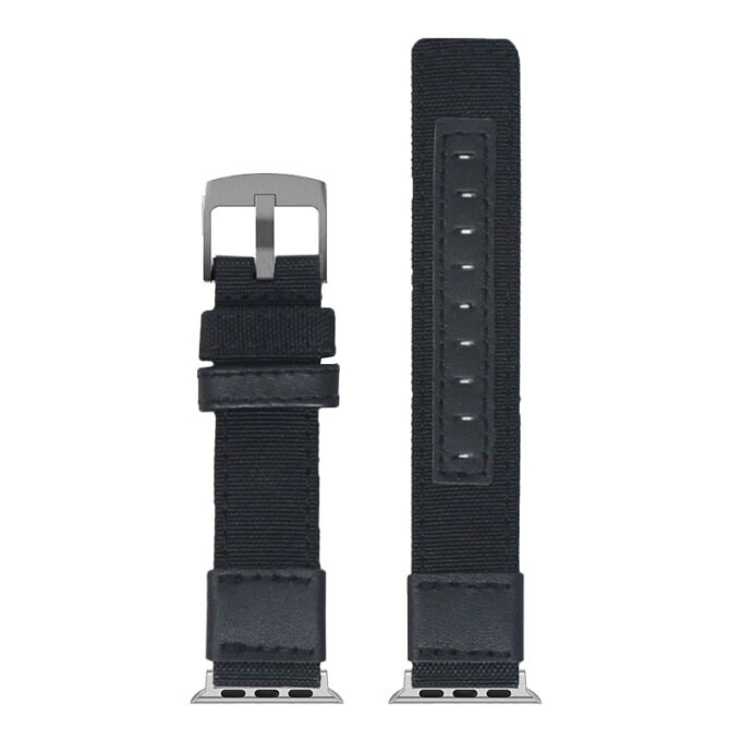 Up Black StrapsCo Rugged Canvas Watch Band Strap with Brush Silver Adapter