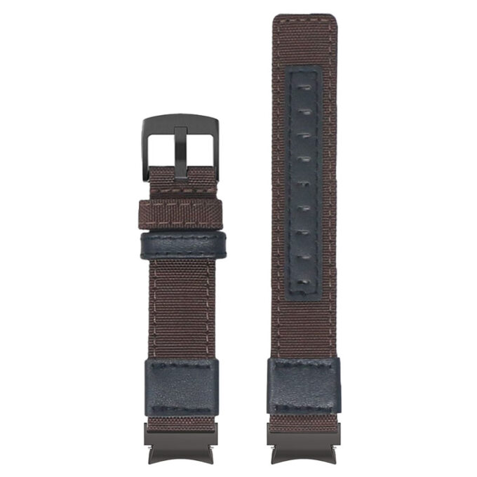 Up Brown StrapsCo Rugged Canvas Watch Band Strap with Black Adapter