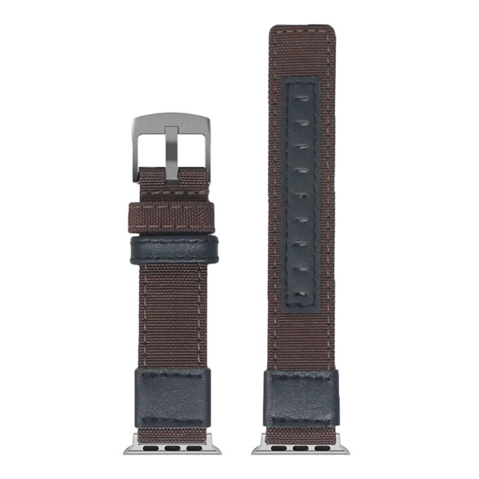 Up Brown StrapsCo Rugged Canvas Watch Band Strap with Brush Silver Adapter