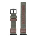 Up Green & Brown StrapsCo Rugged Canvas Watch Band Strap with Black Adapter