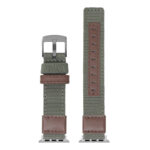 Up Green & Brown StrapsCo Rugged Canvas Watch Band Strap with Brush Silver Adapter