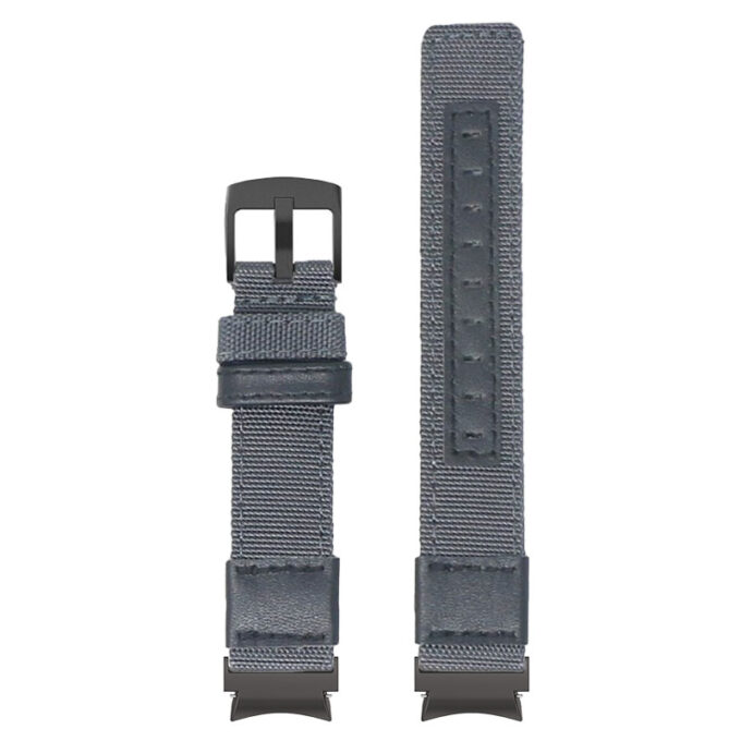 Up Grey StrapsCo Rugged Canvas Watch Band Strap with Black Adapter