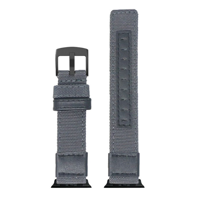 Up Grey StrapsCo Rugged Canvas Watch Band Strap with Black Adapter