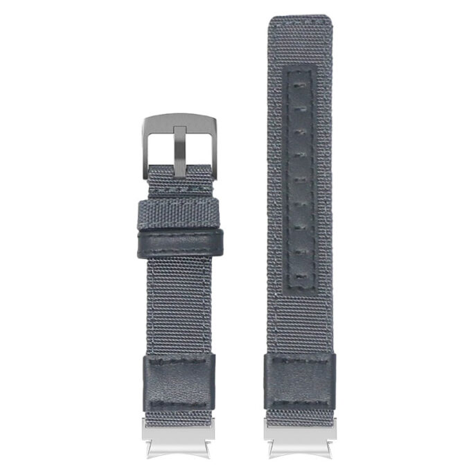 Up Grey StrapsCo Rugged Canvas Watch Band Strap with Brush Silver Adapter