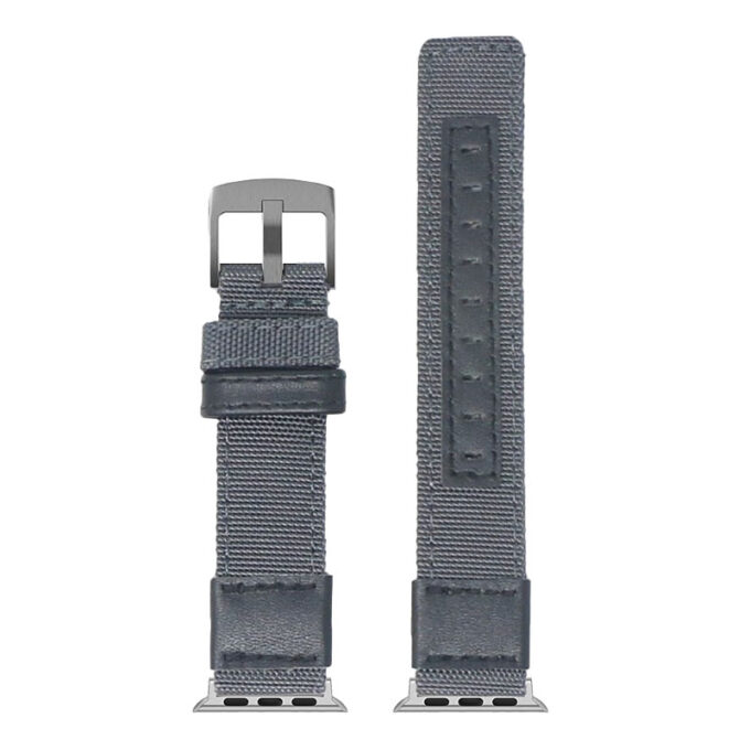 Up Grey StrapsCo Rugged Canvas Watch Band Strap with Brush Silver Adapter