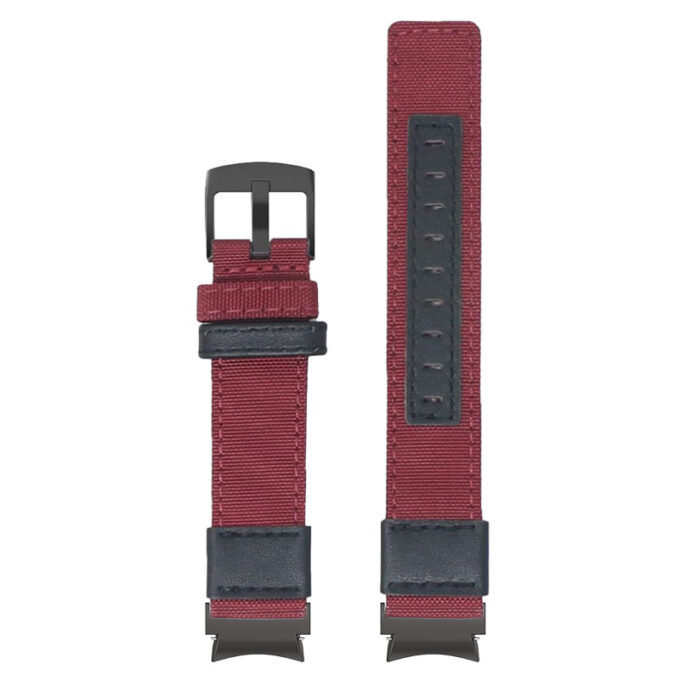 Up Red StrapsCo Rugged Canvas Watch Band Strap with Black Adapter