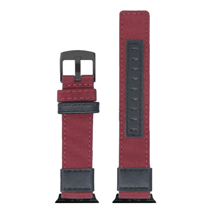 Up Red StrapsCo Rugged Canvas Watch Band Strap with Black Adapter