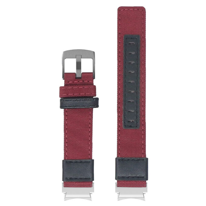 Up Red StrapsCo Rugged Canvas Watch Band Strap with Brush Silver Adapter