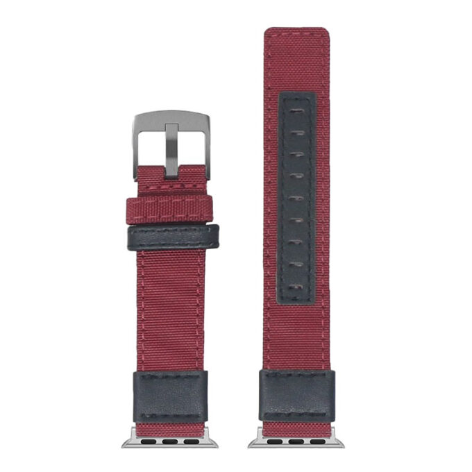 Up Red StrapsCo Rugged Canvas Watch Band Strap with Brush Silver Adapter