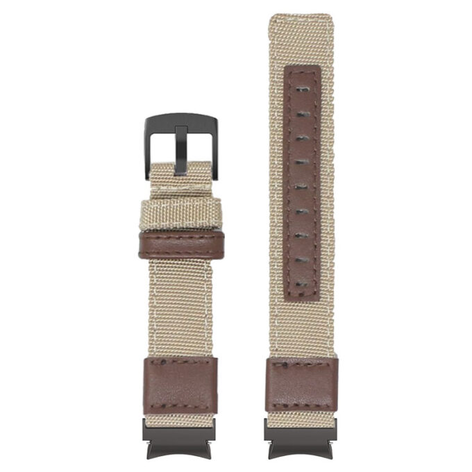 Up Tan & Brown StrapsCo Rugged Canvas Watch Band Strap with Black Adapter