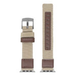 Up Tan & Brown StrapsCo Rugged Canvas Watch Band Strap with Brush Silver Adapter