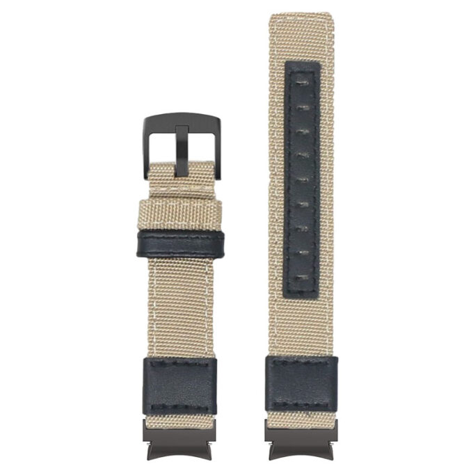 Up Tan StrapsCo Rugged Canvas Watch Band Strap with Black Adapter