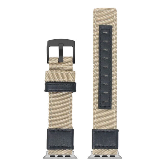 Up Tan StrapsCo Rugged Canvas Watch Band Strap with Black Adapter