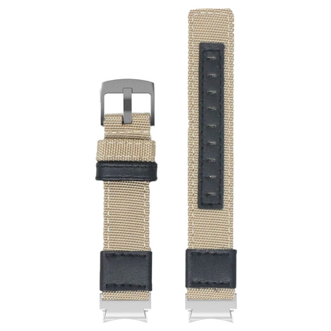 Up Tan StrapsCo Rugged Canvas Watch Band Strap with Brush Silver Adapter