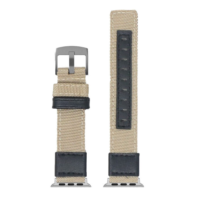 Up Tan StrapsCo Rugged Canvas Watch Band Strap with Brush Silver Adapter