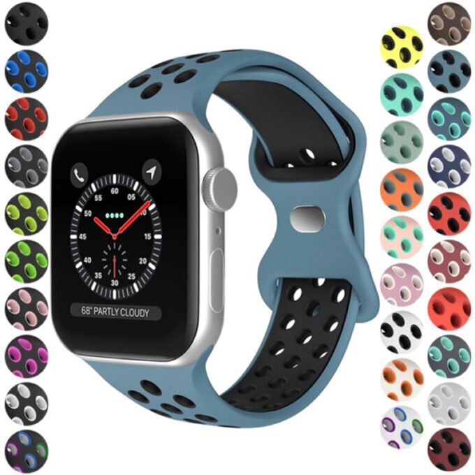 a.r24 Blue and Black Gallery StrapsCo Rubber ColorBlock Active Watch Band Strap For Apple Watch