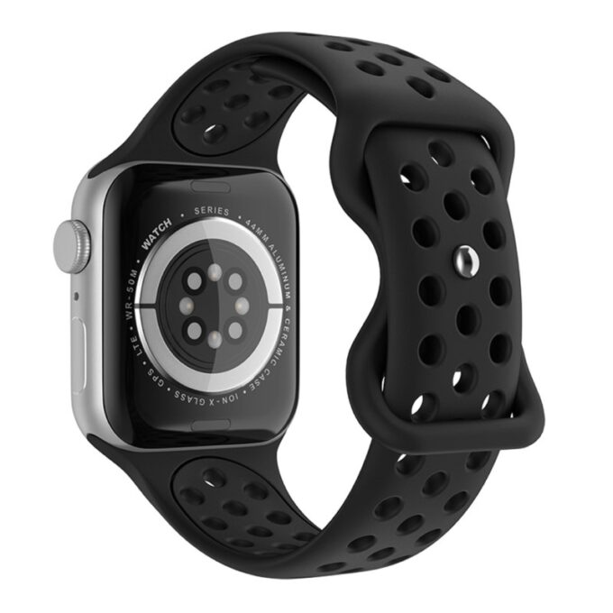 a.r24.1.1 Back Black StrapsCo Rubber ColorBlock Active Watch Band Strap For Apple Watch