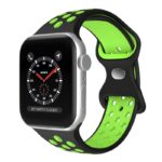 a.r24.1.11 Front Black & Green StrapsCo Rubber ColorBlock Active Watch Band Strap For Apple Watch