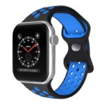 a.r24.1.5 Front Black & Blue StrapsCo Rubber ColorBlock Active Watch Band Strap For Apple Watch