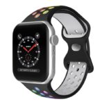 a.r24.1.abc Front Black & Rainbow StrapsCo Rubber ColorBlock Active Watch Band Strap For Apple Watch