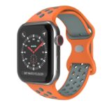 a.r24.12.7 Front Orange & Grey StrapsCo Rubber ColorBlock Active Watch Band Strap For Apple Watch