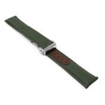 kd8.11.3.ps Angle Green and Brown Dassari Sailcloth Explorer Watch Band Strap with Deployant Clasp 19mm 20mm 21mm 22mm