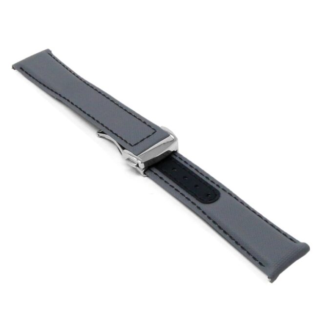 kd8.7.1.ps Angle Grey and Black Dassari Sailcloth Explorer Watch Band Strap with Deployant Clasp 19mm 20mm 21mm 22mm