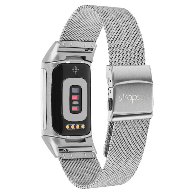 m111 Silver StrapsCo Pro Mesh Stainless Steel Watch Band Strap for Fitbit Charge 5 & 6