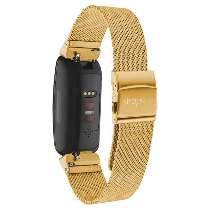 m111 Yellow Gold StrapsCo Pro Mesh Stainless Steel Watch Band Strap for Fitbit Inspire 2