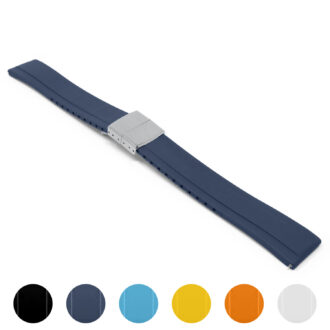 fk27 Gallery Navy Blue DASSARI Gridline Cut To Size Daytona Style FKM Rubber Watch Band Strap 20mm 22mm