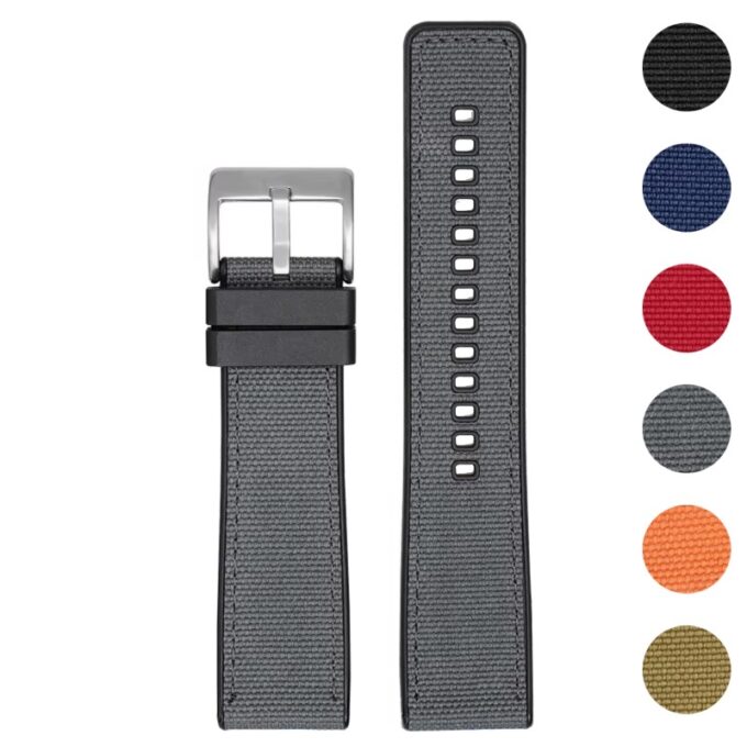 pu19 Gallery Grey StrapsCo Balistic Nylon Hybrid Watch Band Strap 20mm 22mm 24mm