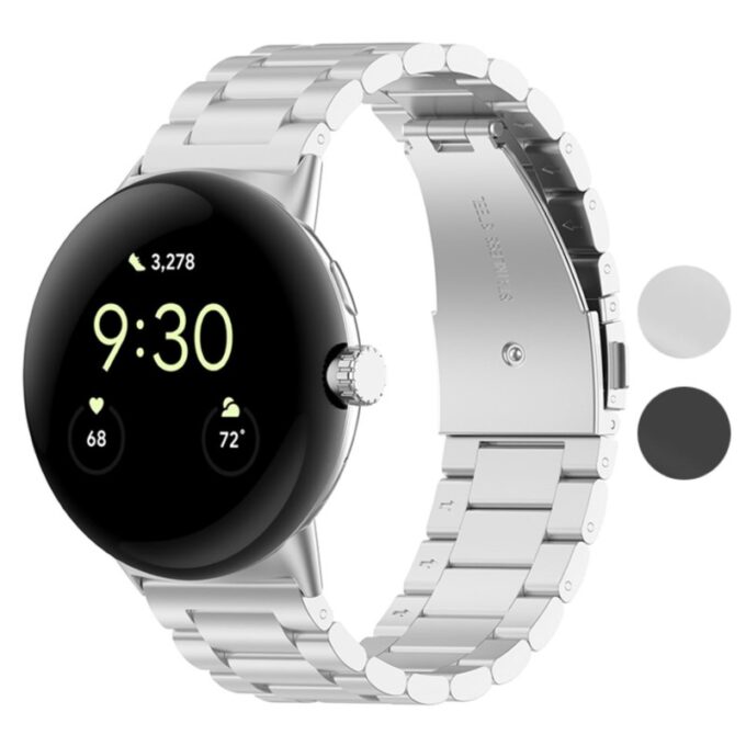 pw.m1 Gallery Silver StrapsCo Everyday Bracelet Google Pixel Watch 3 45mm