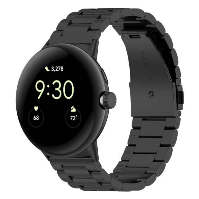 pw.m1.mb Front Black StrapsCo Everyday Bracelet Google Pixel Watch 3 45mm