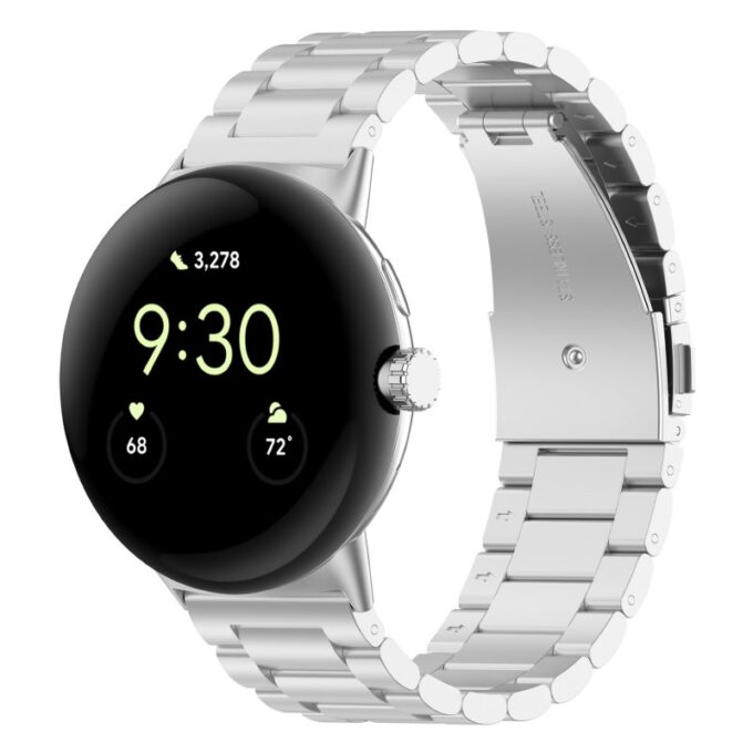 pw.m1.ss Front Silver StrapsCo Everyday Bracelet Google Pixel Watch 3 45mm