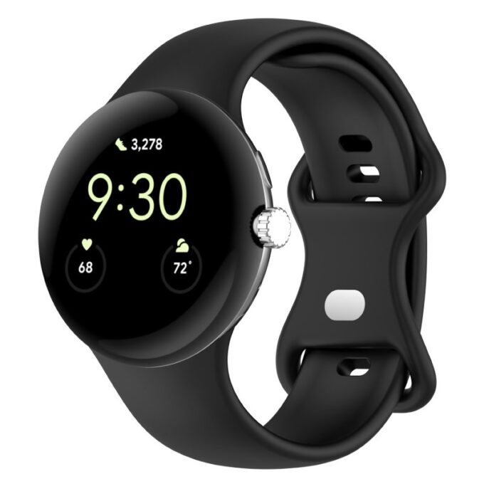 pw.r1.1 Front Black StrapsCo Active Band Google Pixel Watch 3 45mm