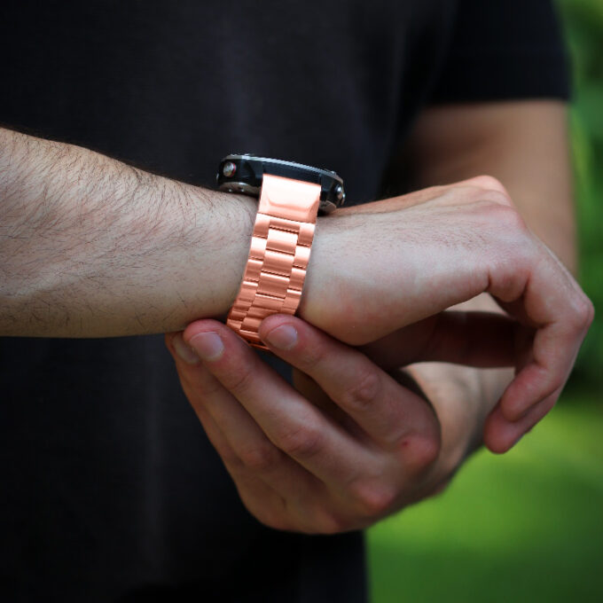 g.m11 Creative Oyster Style Bracelet For Garmin Fenix 6 Rose Gold