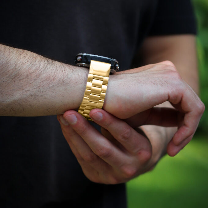 g.m11 Creative Oyster Style Bracelet For Garmin Fenix 6 Yellow Gold