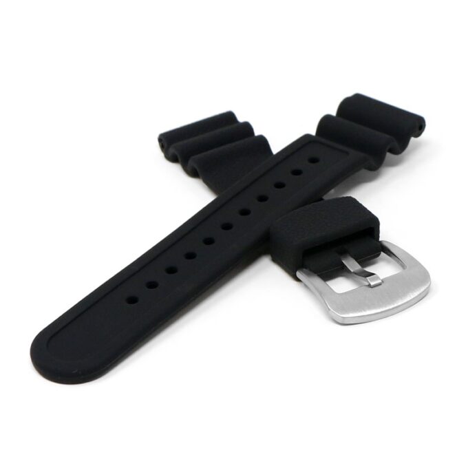 r.sk7.1 Cross Black StrapsCo Wave Pebbled Rubber Watch Band Strap 22mm Seiko Diver