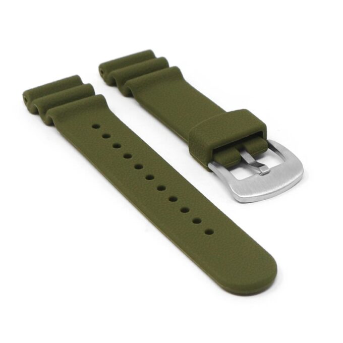 r.sk7.11 Angle Army Green StrapsCo Wave Pebbled Rubber Watch Band Strap 22mm Seiko Diver