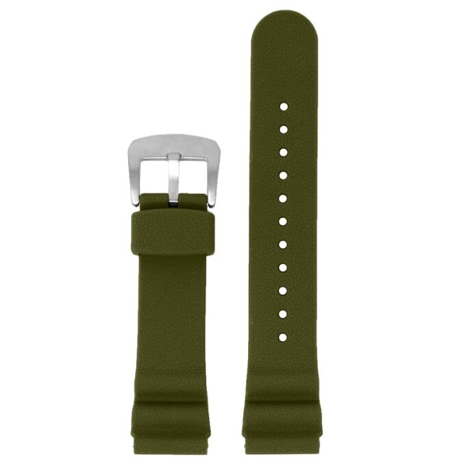 r.sk7.11 Up Army Green StrapsCo Wave Pebbled Rubber Watch Band Strap 22mm Seiko Diver