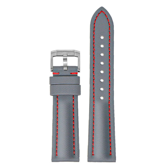 kd4.7.6 Up Grey & Red DASSARI Sailcloth Watch Band Strap 19mm 20mm 21mm 22mm