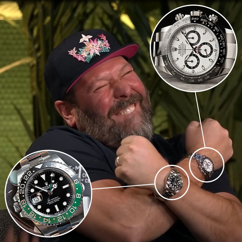 comedians & their watches bert kreischer rolex daytona panda left handed rolex gmt master ii sprite