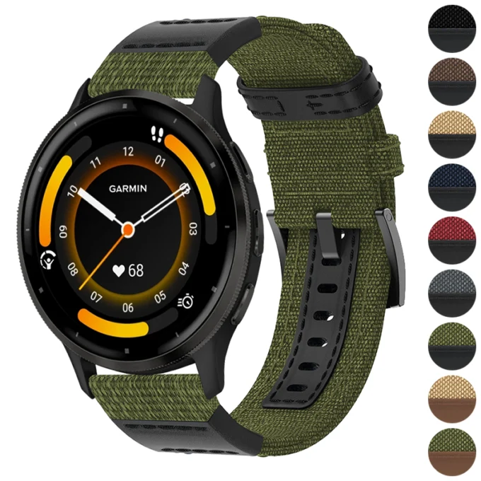 g.ny2.11 Gallery Green StrapsCo Canvas Watch Band Strap for Garmin