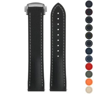 kd9 Gallery Dassari Sailcloth FKM Hybrid Watch Band Strap with Deployant Clasp 20mm 21mm 22mm