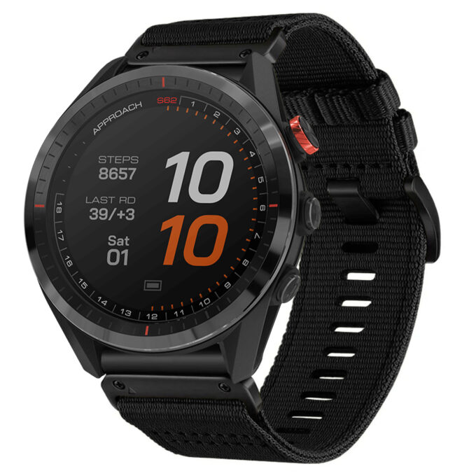 g.ny200.1 Midnight Black Pro Seatbelt Two Piece Watch Band Strap for Garmin Approach S62