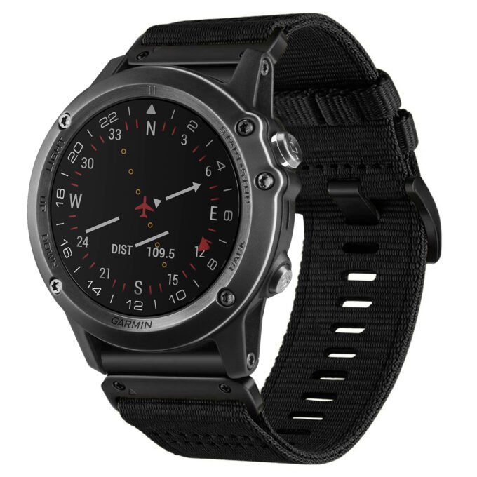 g.ny200.1 Midnight Black Pro Seatbelt Two Piece Watch Band Strap for Garmin D2 Bravo